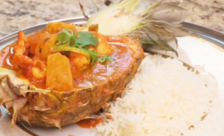 Rustie Lee prawns in pineapple with rice on Who’s Doing The Dishes?