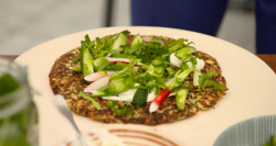 Estonian potato rosti with herring and black rye bread on Great Continental Railway Journeys wit ...