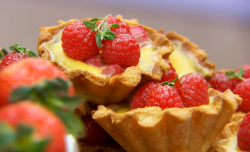 Candice’s raspberry and rhubarb tarts on The Great British Bake Off final