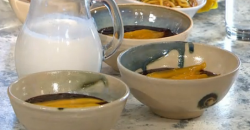 Ping Coombes’ Malaysian black rice pudding served with milk on Sunday Brunch