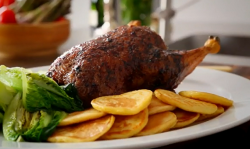 Tom Kerridge’s slow roast duck with pancakes dish on Saturday Kitchen