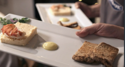 Karen and Alex’s seafood terrine starter on My Kitchen Rules