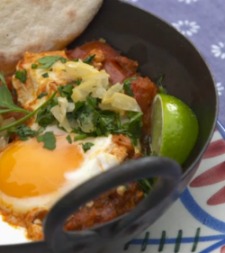 Shakshuka with Jasmin and melon ice tea brunch dish on My Kitchen Rules