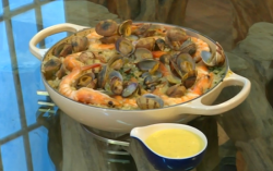 Rick Stein’s Spanish clams, prawns, aioli and rice dish on Saturday Kitchen