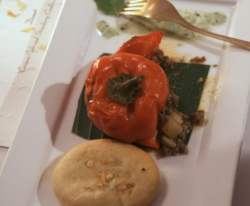 Sarah and Ramjan’s keema capsicum – stuffed peppers with minced lamb and mint sauce  ...