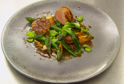 Andy’s pork  three ways dish on MasterChef: The Professionals