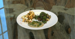 Matt’s aubergine three ways with lentils and aubergine fritters dish on Saturday Kitchen