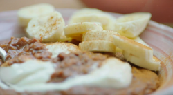 Jamie Oiver’s oats  porridge with chocolate, Medjool dates, fruit and hazelnuts on Jamie’s Super ...