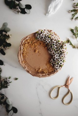 CHOCOLATE HAZELNUT CAKE WITH GIANDUJA PRALINE SWISS MERINGUE BUTTERCREAM