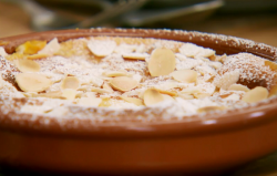 Nadiya’s French Apricot Clafautis Flan dessert on Junior Bake Off