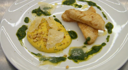 Marcus Wareing pan fried John Dory with polenta and basil pesto on MasterChef: The Professionals