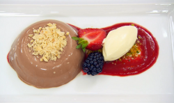 Max’s  chocolate and hazelnut panna cotta dessert on MasterChef: The Professionals