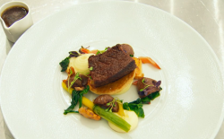 Max’s steak with pasty disc, fired kidneys and red wine beer sauce dish on MasterChef: The ...