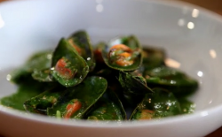 Simon Hopkinson’s mussels with spinach and parsley green sauce dish on The Good Cook