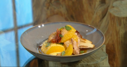 Ben Tish’s roasted partridge with caramelised chicory, orange and creamy polenta dish on S ...