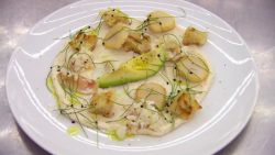 Marcus Wareing’s taramasalata with crab, scallop and croutons dish on Masterchef The Profe ...