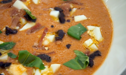 Marcus Wareing’s cold Andalusian tomato soup with egg and ham on MasterChef: The Professionals