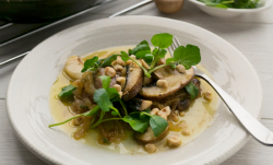 Simon Rimmer’s Truffled Mushrooms and Pears dish on Sunday Brunch