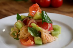 Simon Hopkinson Tuscan panzanella salad with sourdough bread on The Good Cook