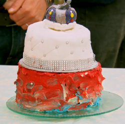 Tyrese’s quilted rosette cake on the Junior Bake Off UK final