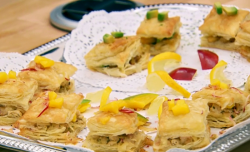 Tyrese’s saltfish and avocado  canapes along with  chicken and apples canapes on Junior Ba ...