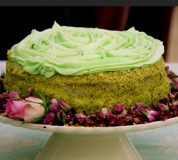 Zac’s pistachio and rosewater cake on Junior Bake Off