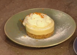 Andi’s Clementine curd tart with a white chocolate mousse dessert on Christmas Kitchen