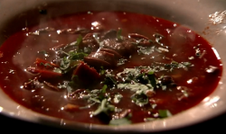 Nigella Lawson’s  Cuban cure black bean soup with chorizo on Nigella’s Christmas Kitchen