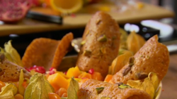 Nigel Slater’s festive fruit salad with brandy snaps recipe on Saturday Kitchen