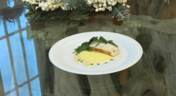 Adam’s brill  fish with sea vegetables and mash potatoes dish on Saturday Kitchen