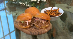 Donal’s  pulled pork burgers with sweet potato fries and buttermilk coleslaw on Saturday K ...