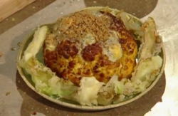 Andi Olive’s roasted cauliflower with Stilton cream dish on Christmas Kitchen