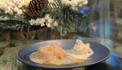 John Torode’s Christmas pudding dessert with almond and Christmas pudding ice cream on Sat ...