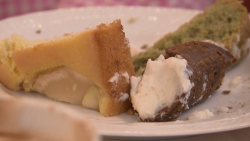 Italian cannoli with honey and almond cake and a pear flan on Rick Stein’s Long Weekends