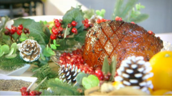 Nadia’s  bejewelled gammon  with bacon and peas Christmas dish  on Lorraine