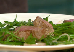 Simon Rimmer’s lamb loin with lavender salt dish on Sunday Brunch