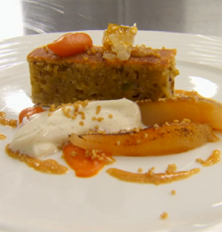 Arnaud’s pistachio and olive oil cake with ricotta and pumpkin dessert on MasterChef: The  ...