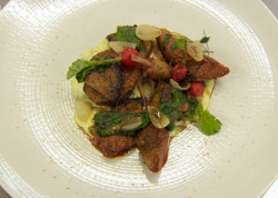 Alyn Williams roasted pigeon with creme fresh dish on MasterChef: The Professionals