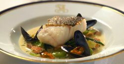 Poached Pollock with seaweed and a Beurre Blanc sauce on MasterChef: The Professionals