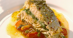 Rick Stein’s roasted salmon with salsa verde dish on Saturday Kitchen