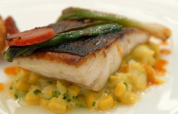 Ellie’s Sea bass with sweet corn risotto dish on MasterChef: The Professionals