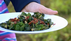 Lucy Reid’s stir fried kale with bacon and pine nuts dish on Countryfile