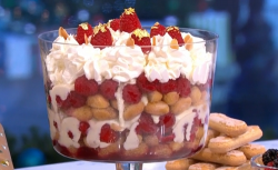 Tom Parker Bowles Christmas trifle with raspberries and eatable gold on This Morning