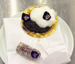 Brenton’s yuzu posset with sponge cake dessert on MasterChef: The Professionals