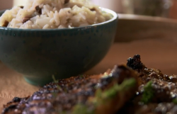 Jerk pork chops with rice and peas dish on The Hairy Bikers’ Comfort Food