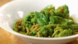 Stacy’s whole wheat pasta with vegetable sauce dish on How To Lose Weight Well