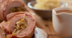 Stuffed Pork tenderloin with ginger sauce on The Hairy Bikers Comfort food