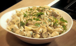 Nigel Slater sausages and mustard pasta dish on Saturday Kitchen