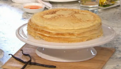 Rebecca Seal French crepe pancakes layered cake on Sunday Brunch