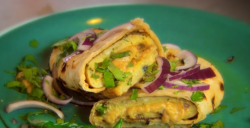 Nisha Katona and Julie green’s  Himalayan cheese omelette wrap on The Secret Chef